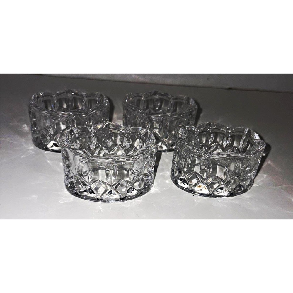 Vintage Gorham Full Lead Crystal Napkin Rings King Edward Pattern, Set of 4